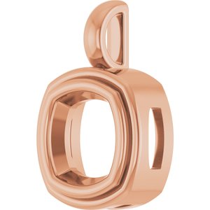 10K Rose Gold 8x8 mm Cushion Charm/Pendant Mounting – image 4