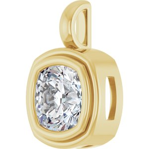 18K Yellow Gold 8x8 mm Cushion Charm/Pendant Mounting – image 3
