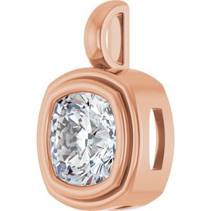 10K Rose Gold 8x8 mm Cushion Charm/Pendant Mounting – image 3