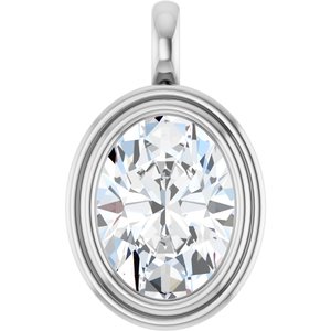 10K White Gold 16x12 mm Oval Charm/Pendant Mounting