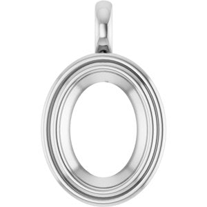 14K White Gold 16x12 mm Oval Charm/Pendant Mounting – image 2