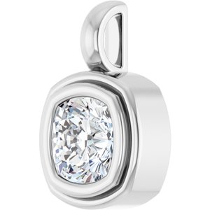 18K Palladium White Gold 6.5x6.5 mm Cushion Charm/Pendant Mounting – image 3