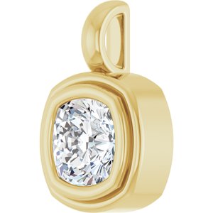 18K Yellow Gold 6.5x6.5 mm Cushion Charm/Pendant Mounting – image 3
