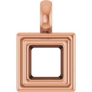 14K Rose Gold 5x5 mm Square Charm/Pendant Mounting – image 2
