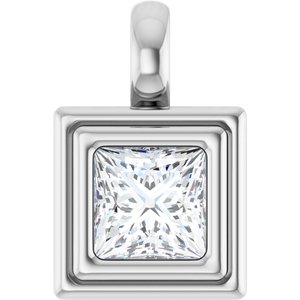 14K White Gold 5x5 mm Square Charm/Pendant Mounting