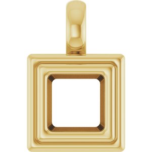 14K Yellow Gold 5x5 mm Square Charm/Pendant Mounting – image 2