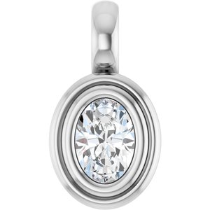 18K Palladium White Gold 5x3.5 mm Oval Charm/Pendant Mounting