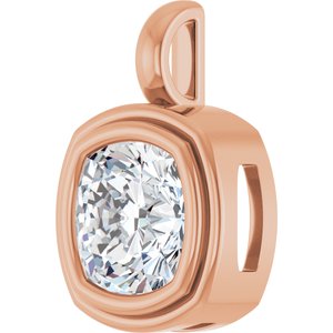 14K Rose Gold 9x9 mm Cushion Charm/Pendant Mounting – image 3