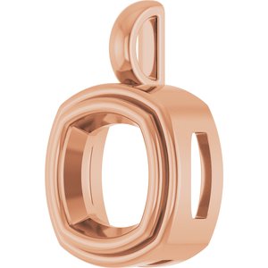 14K Rose Gold 9x9 mm Cushion Charm/Pendant Mounting – image 4