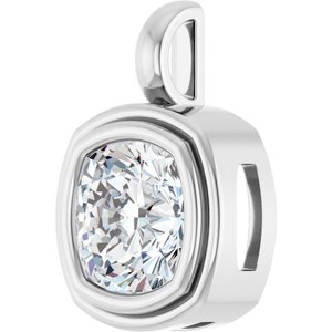 18K X1 White Gold 9x9 mm Cushion Charm/Pendant Mounting – image 3