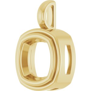 10K Yellow Gold 9x9 mm Cushion Charm/Pendant Mounting – image 4