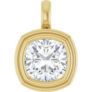 18K Yellow Gold 9x9 mm Cushion Charm/Pendant Mounting