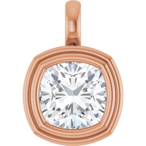 14K Rose Gold 9x9 mm Cushion Charm/Pendant Mounting