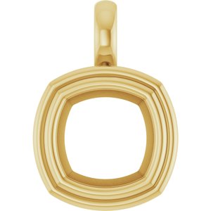 14K Yellow Gold 9x9 mm Cushion Charm/Pendant Mounting – image 2