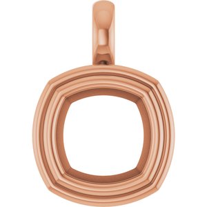 14K Rose Gold 9x9 mm Cushion Charm/Pendant Mounting – image 2