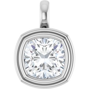 14K White Gold 9x9 mm Cushion Charm/Pendant Mounting