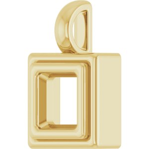 14K Yellow Gold 5x5 mm Square Charm/Pendant Mounting – image 4
