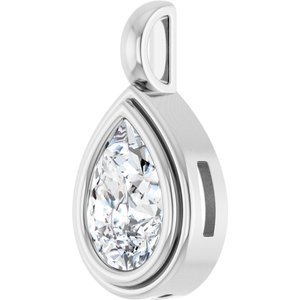 18K Palladium White Gold 10x7 mm Pear Charm/Pendant Mounting – image 3