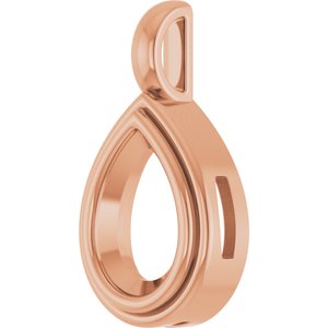 18K Rose Gold 10x7 mm Pear Charm/Pendant Mounting – image 4