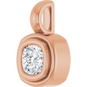 10K Rose Gold 4x4 mm Cushion Charm/Pendant Mounting – image 3
