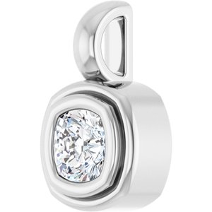 14K X1 White Gold 4x4 mm Cushion Charm/Pendant Mounting – image 3