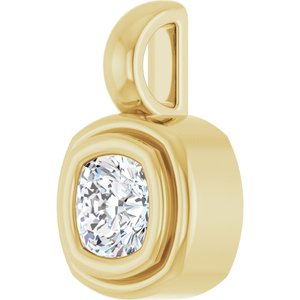 18K Yellow Gold 4x4 mm Cushion Charm/Pendant Mounting – image 3