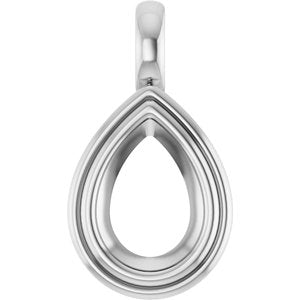 18K White Gold 10x7 mm Pear Charm/Pendant Mounting – image 2