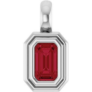 Sterling Silver Lab-Grown Ruby Charm/Pendant