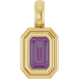 14K Yellow Gold Lab-Grown Alexandrite Charm/Pendant