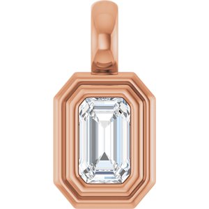 18K Rose Gold 5x3 mm Emerald Charm/Pendant Mounting