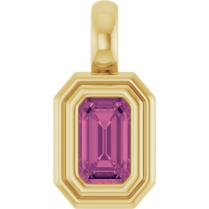 14K Yellow Gold Natural Pink Tourmaline Charm/Pendant