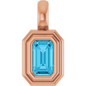 14K Rose Gold Natural Aquamarine Charm/Pendant