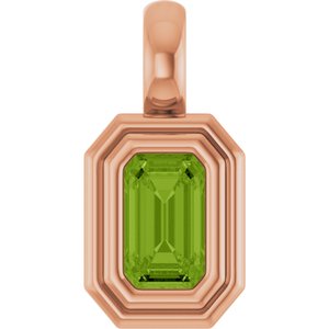 14K Rose Gold Natural Peridot Charm/Pendant