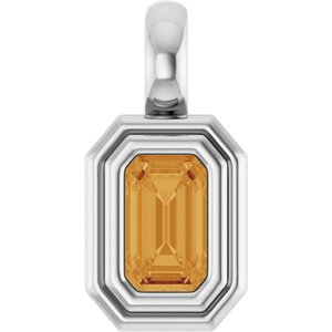 14K White Gold Natural Citrine Charm/Pendant