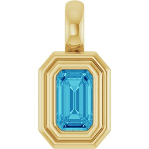 14K Yellow Gold Natural Blue Zircon Charm/Pendant