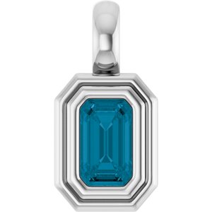 Sterling Silver Natural London Blue Topaz Charm/Pendant