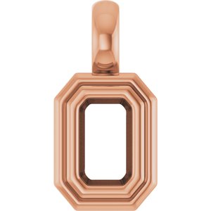 14K Rose Gold 5x3 mm Emerald Charm/Pendant Mounting – image 2