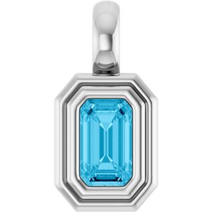 14K White Gold Natural Aquamarine Charm/Pendant