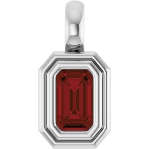 Platinum Natural Mozambique Garnet Charm/Pendant