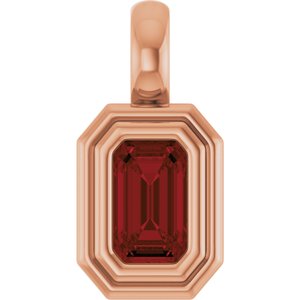 14K Rose Gold Natural Mozambique Garnet Charm/Pendant