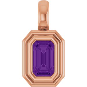 14K Rose Gold Natural Amethyst Charm/Pendant