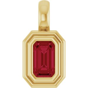 14K Yellow Gold Lab-Grown Ruby Charm/Pendant