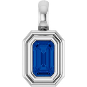 Platinum Lab-Grown Blue Sapphire Charm/Pendant