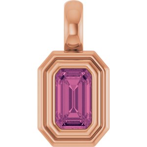 14K Rose Gold Natural Pink Tourmaline Charm/Pendant