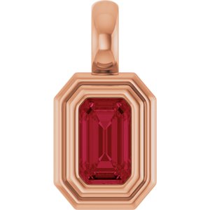 14K Rose Gold Lab-Grown Ruby Charm/Pendant