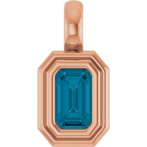 14K Rose Gold Natural London Blue Topaz Charm/Pendant