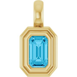 14K Yellow Gold Natural Aquamarine Charm/Pendant