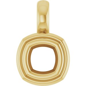 18K Yellow Gold 4x4 mm Cushion Charm/Pendant Mounting – image 2