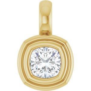10K Yellow Gold 4x4 mm Cushion Charm/Pendant Mounting