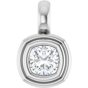 14K X1 White Gold 4x4 mm Cushion Charm/Pendant Mounting